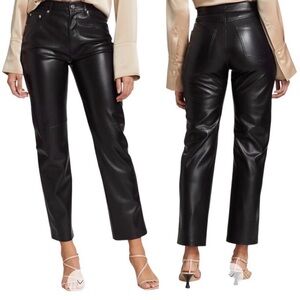 Nanushka Black Vegan Leather Full Length Trousers